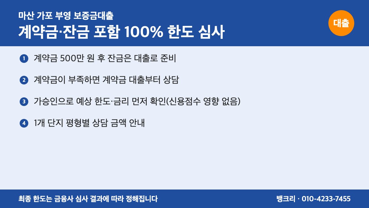 마산 가포 부영 보증금대출 상담 장면