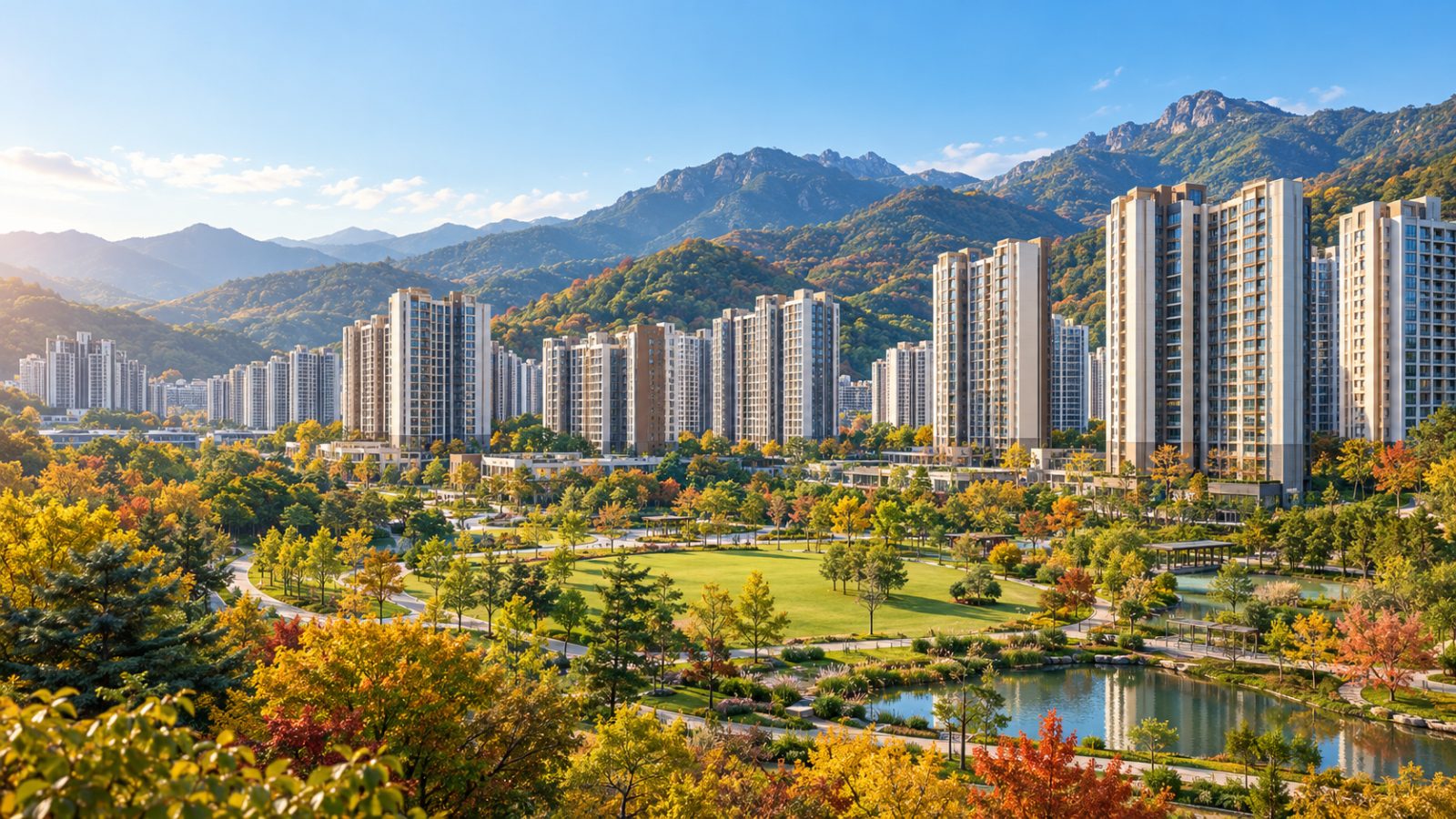 남양주 화도읍 월산지구 산 아래 고층 부영아파트 단지 전경 이미지